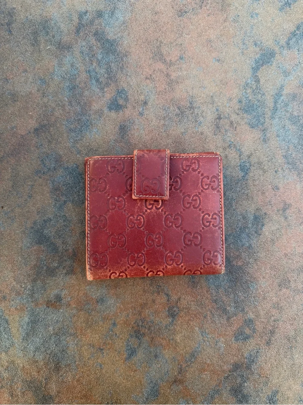 Archival Gucci Guccissima Red Bi-Fold Wallet, Visible Wear